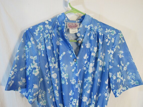 Vintage California Looks Blue Floral Polyester Be… - image 4