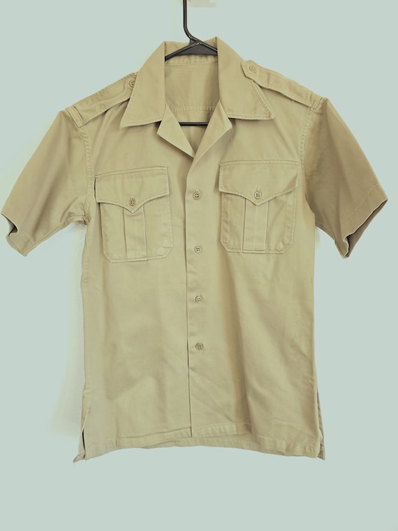 Vintage U.S. Military tan cotton uniform short sl… - image 1