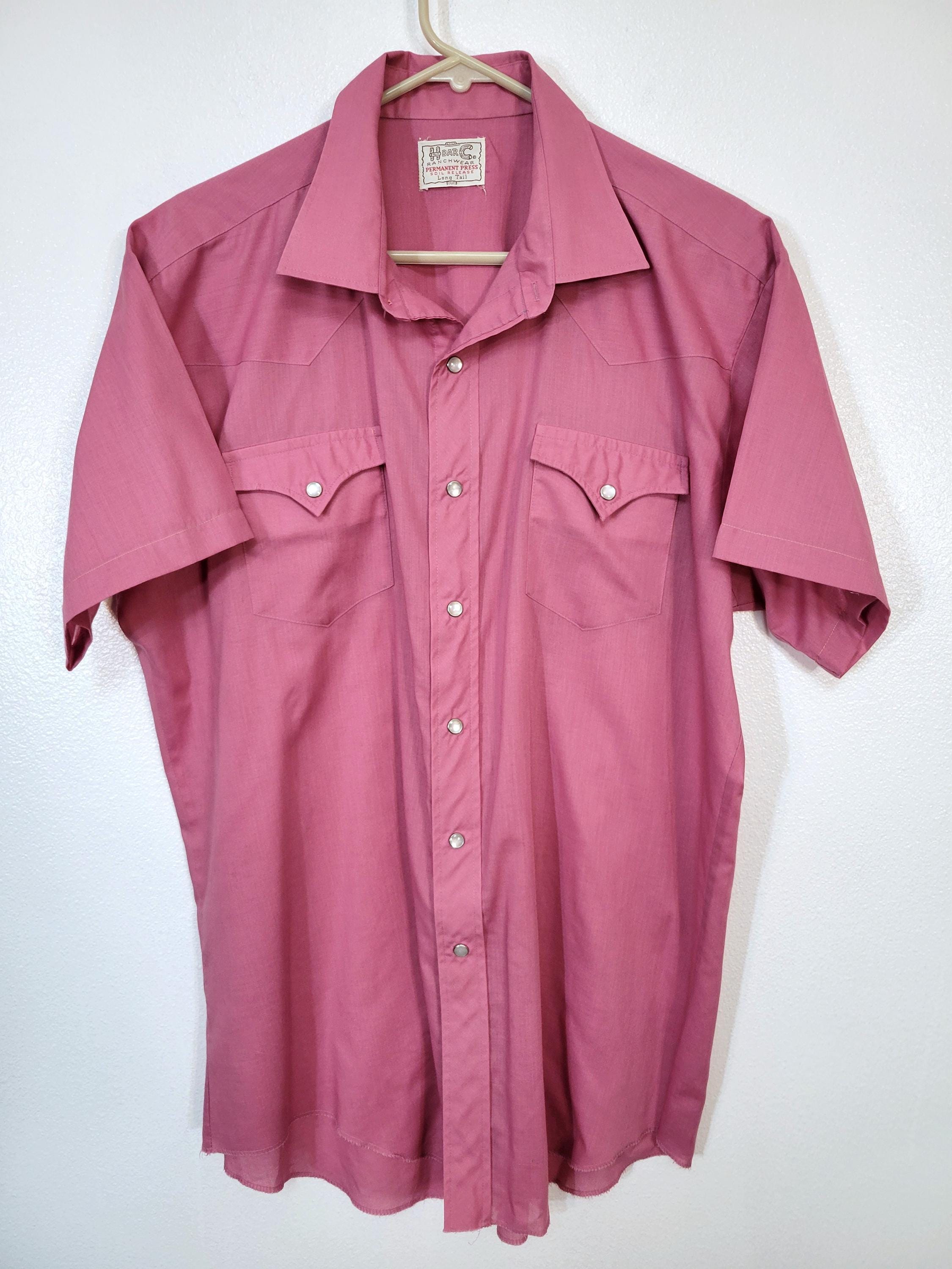 Mens Pink Pearl Snap Shirt