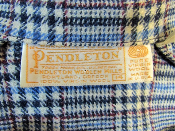 Vintage Pendleton Blue and Red Houndstooth Check … - image 2