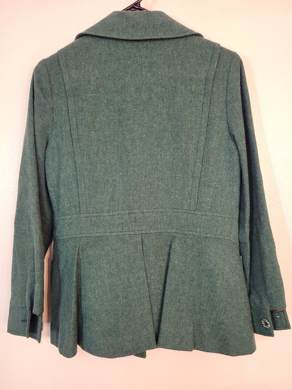 Vintage 1970s Junior House Green Wool Blend Flare… - image 10