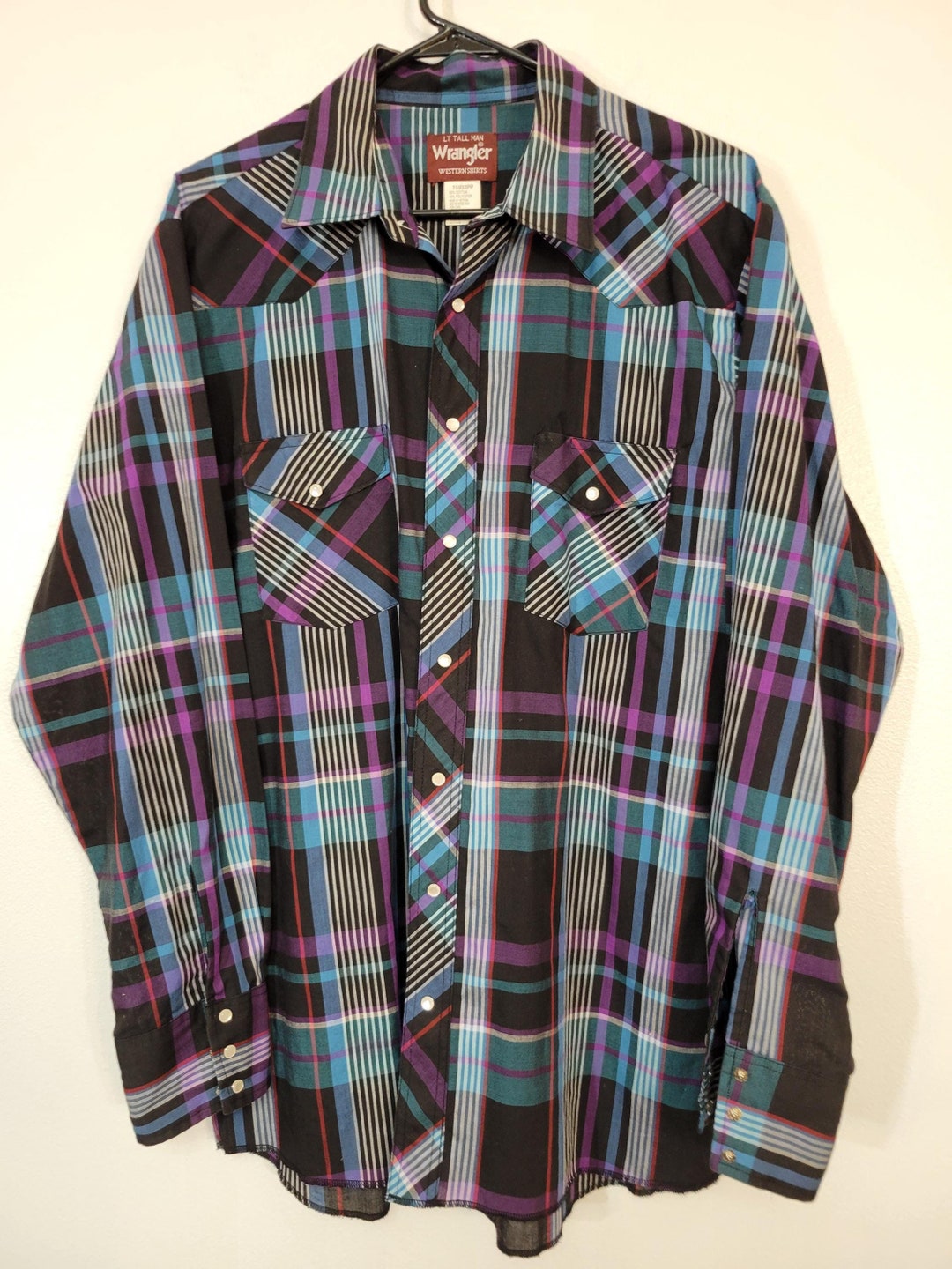 Vintage Wrangler Pearl Snap Long Sleeve Shirt! Western Shirts LT Tall ...