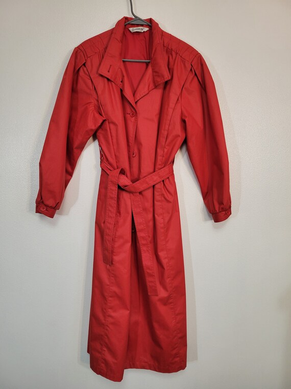 Vintage 1980s London Fog maincoats Red Combed Cotton/poly Long 