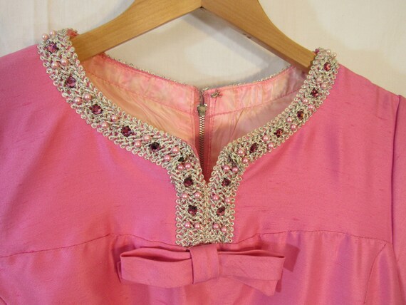 Pink! 1950s Vintage home made Short Sleeve Dress,… - image 4
