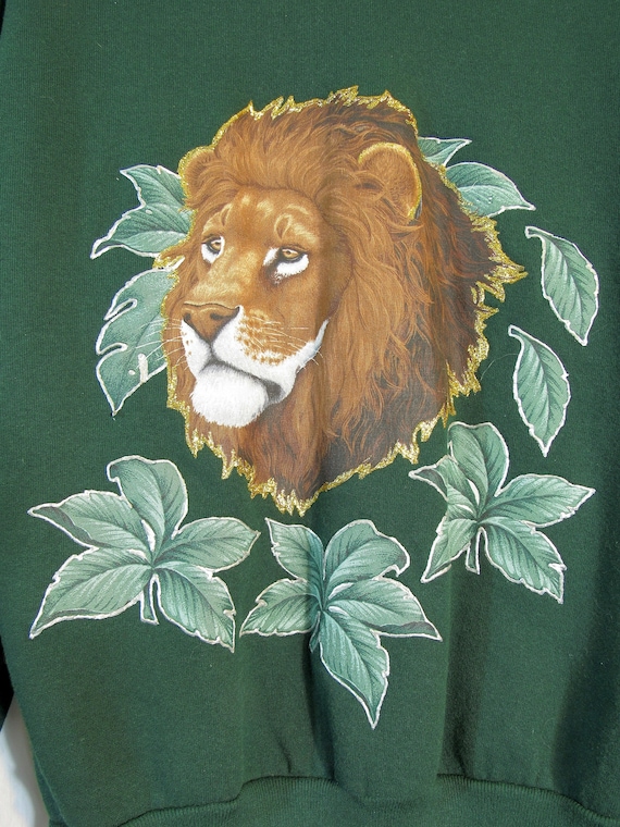 80s - 90s Vintage Women's Lion Graphic Sweatshirt… - image 1