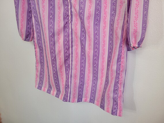 Vintage 1970s Homemade Pink/Purple Floral Stripe … - image 4