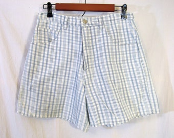 Vintage 1980s? 4 to 1 Women's Cotton Blue and White Striped Shorts Size 13 Waist 30" Made in USA