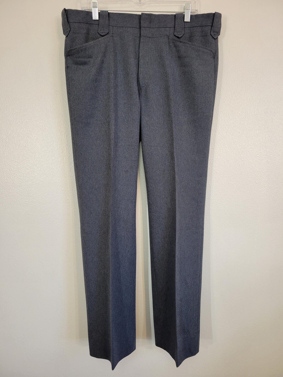 Vintage 70s-80'S Men's Two-pleat Slacks, Size W37 unclear gray type Vintage Second Hand