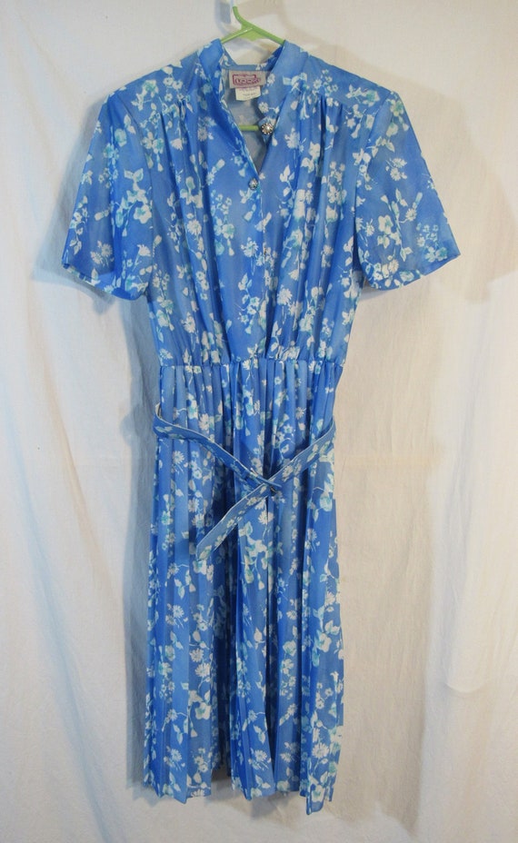 Vintage California Looks Blue Floral Polyester Be… - image 1