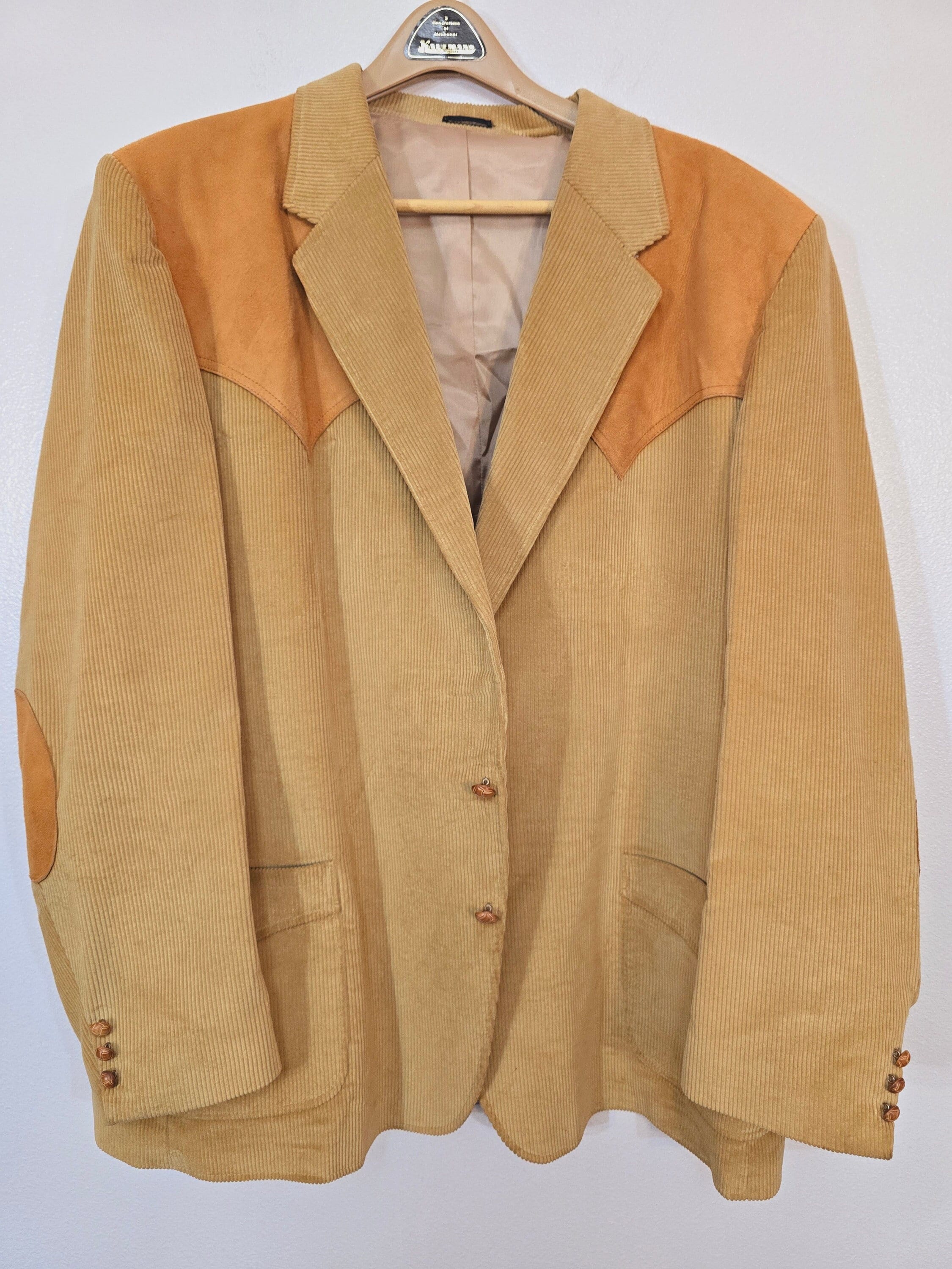 Dude! Vintage 1970s Brad Whitney Western Tan Corduroy Soft Suede
