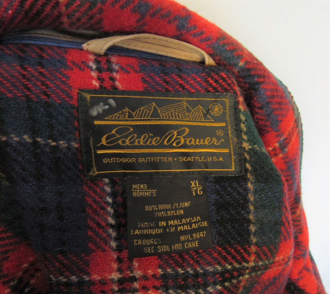 Eddie Bauer Wool Blend Red Plaid Mackinaw Lumberjack Coat | Etsy