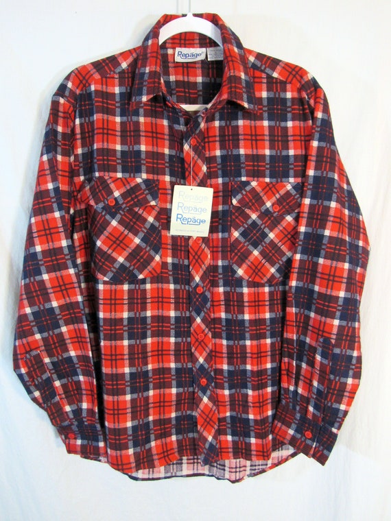 Vintage 90s New with Tags Repage Men's Plaid Flann