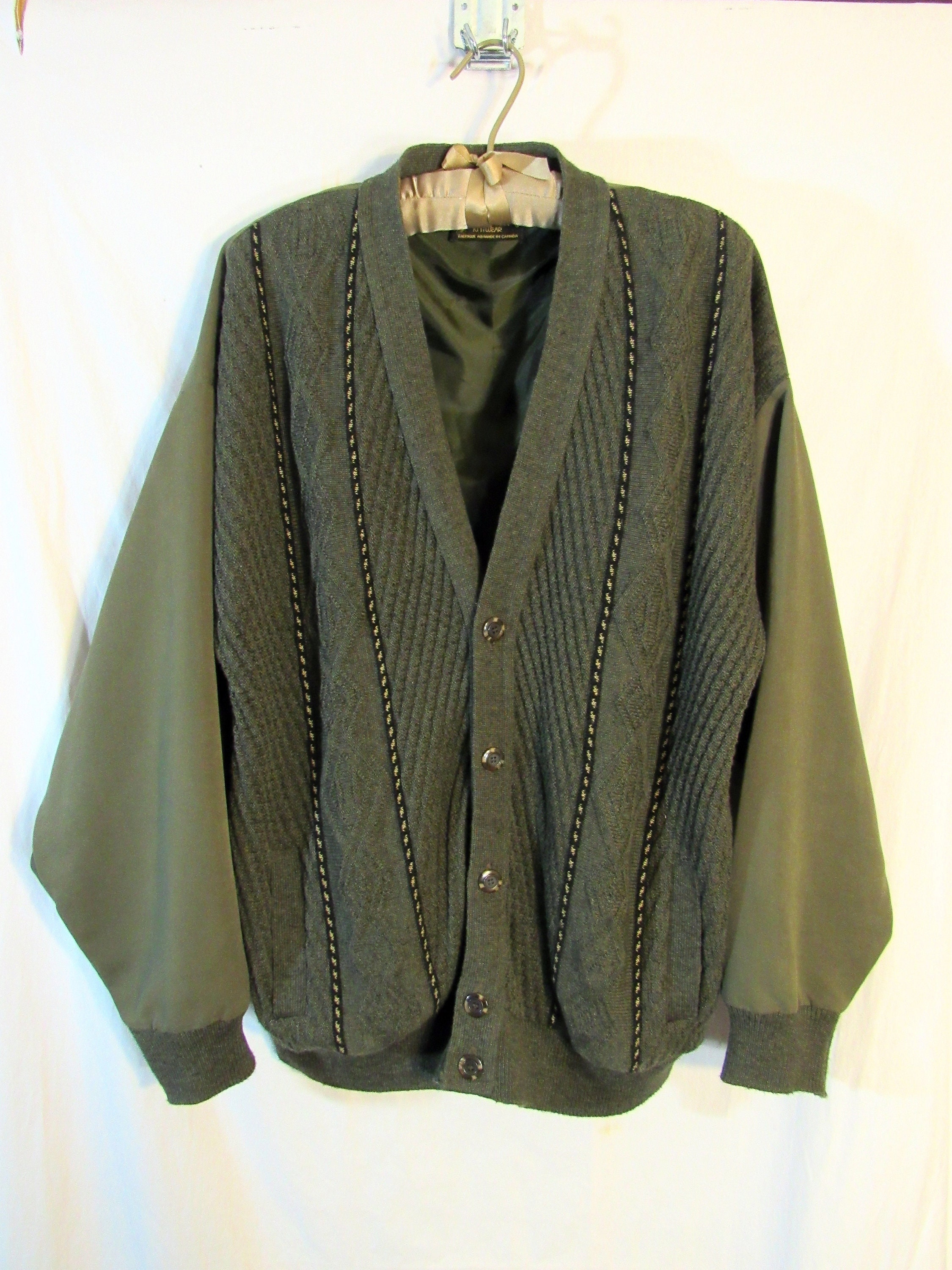 Cooper Knitwear Men's Cardigan Sweater Acrylic W/ Knit - Etsy Israel