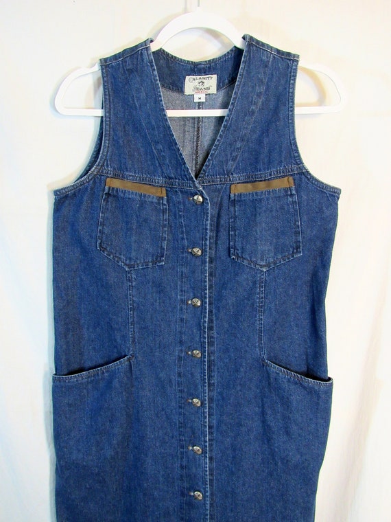 1990s Vintage Calamity Jeans Button Front Blue De… - image 4
