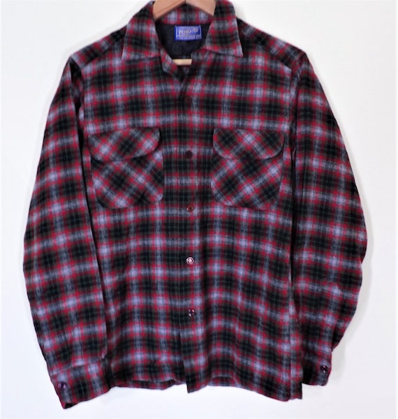 Vintage 1960s? Pendleton Woolen Mills Board Shirt Green Black