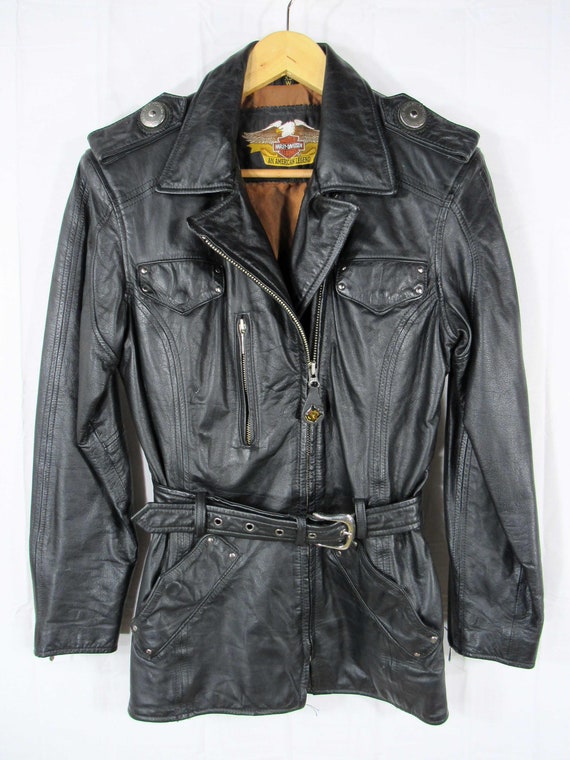 90s Vintage Harley Davidson Women's Black Leather Safari