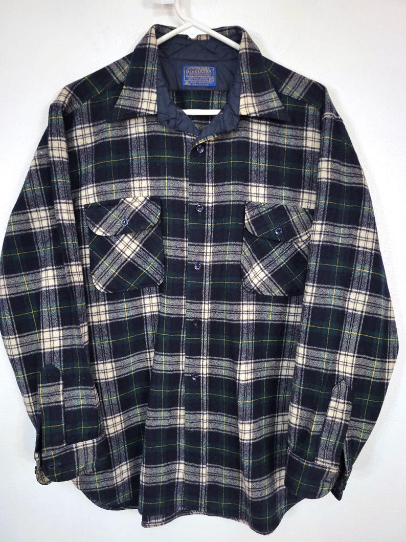 Pendleton wool men's xl plaid shirt! Authentic Dress Gordon Tartan, red green and black. Superb condition, no wear/holes, etc.! immagine 1
