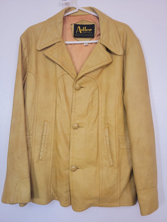 Soft Vintage 1970s Adler yellow leather (deerskin… - image 1