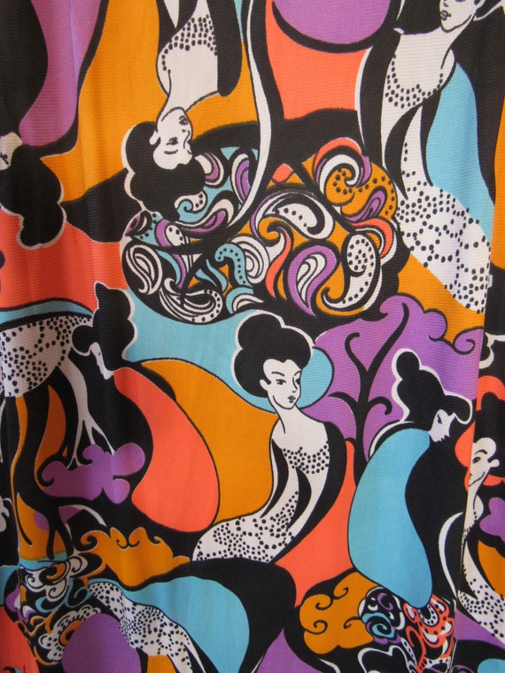 Vintage 1960s Asian Cheongsam-Inspired Psychedeli… - image 3