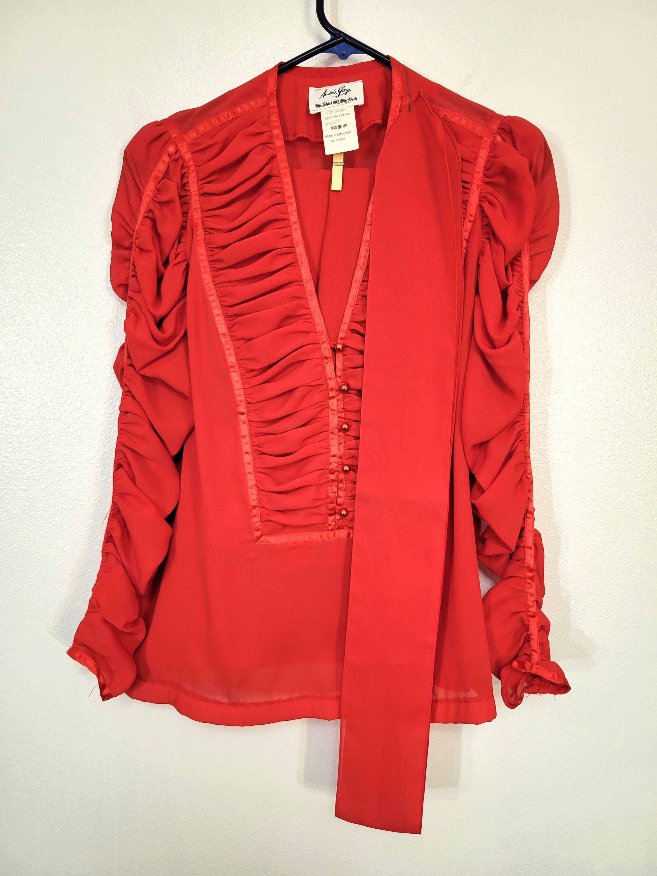 Red Ruffle Ascot Vintage Andree Gaye for the Shirt off My Back Women's 3 Piece Skirt ...