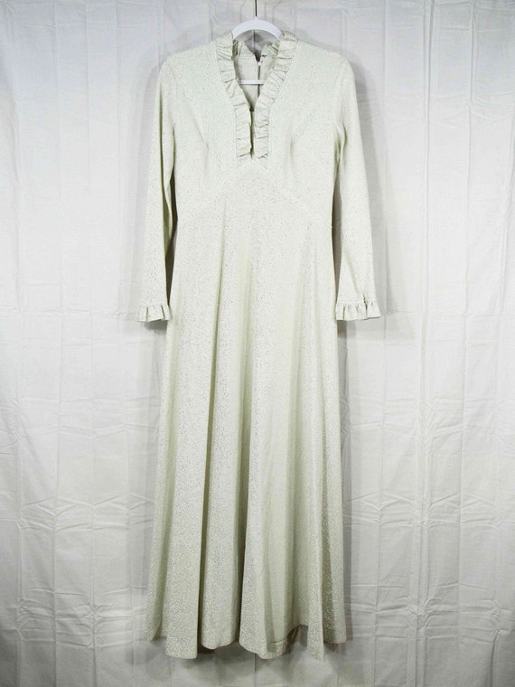 Long Sleeve Full Length Dress w/ Ruffled Neckline… - image 1