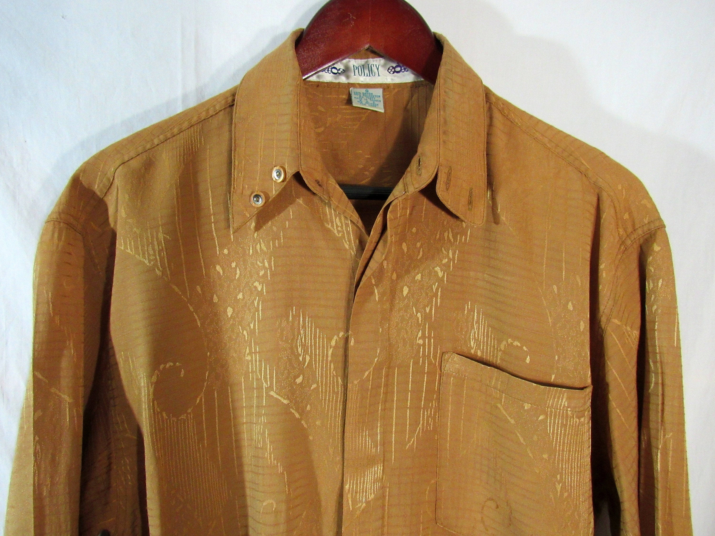 Vintage Policy Men's Long Sleeve Button Shirt 1970's Etsy