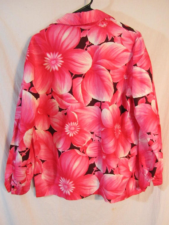 Vintage Pykettes Hot Pink Large-Scale Floral Long… - image 4