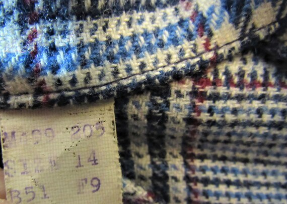 Vintage Pendleton Blue and Red Houndstooth Check … - image 6