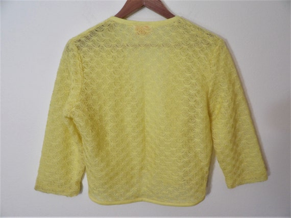 Vintage 1960's Gentex Yellow Lace Open-Front Card… - image 4