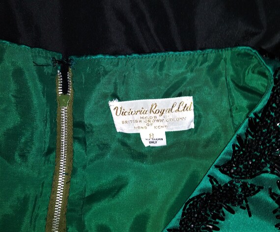 Vintage 1980s? Victoria Royal Ltd. Green Satin Bl… - image 2