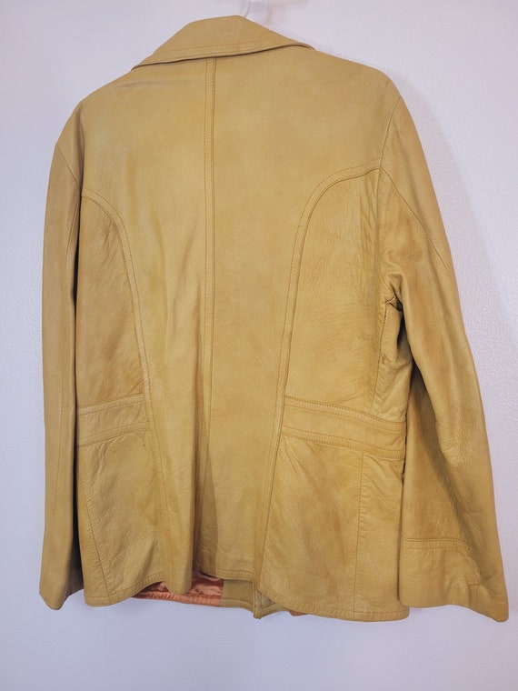 Soft Vintage 1970s Adler yellow leather (deerskin… - image 7