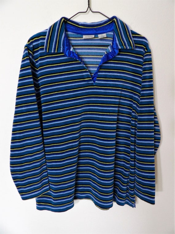 Vintage 1990s Jcpenney St. John's Bay Blue and Green Striped
