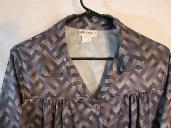 Vintage 1970s Vickie Wayne's Gray Parquet Print S… - image 3