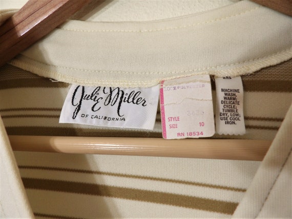 Vintage 1970's Julie Miller Tan and Cream Striped… - image 2