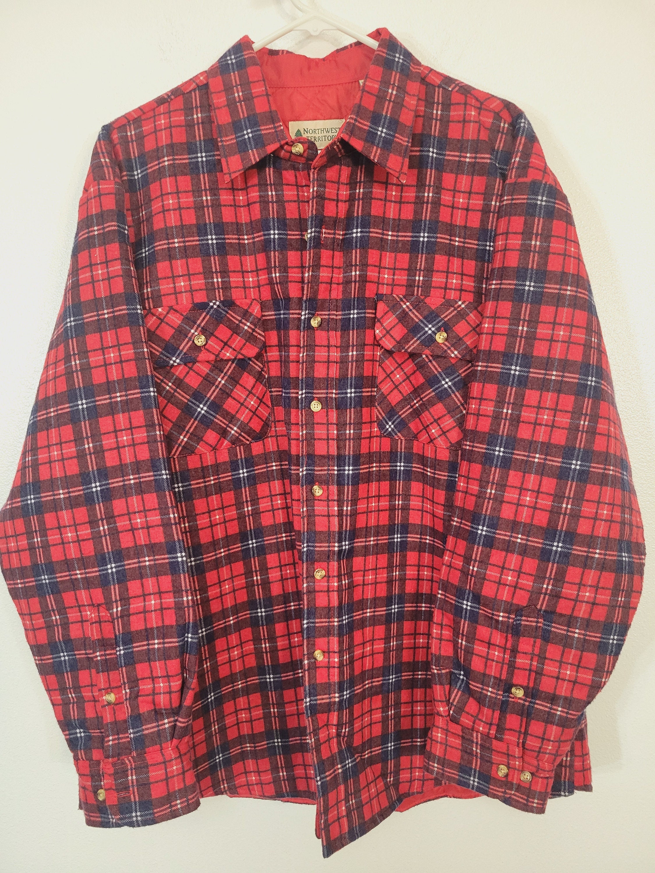 Vintage 1980s Northwest Territory Red/blue Plaid Flannel Quilted