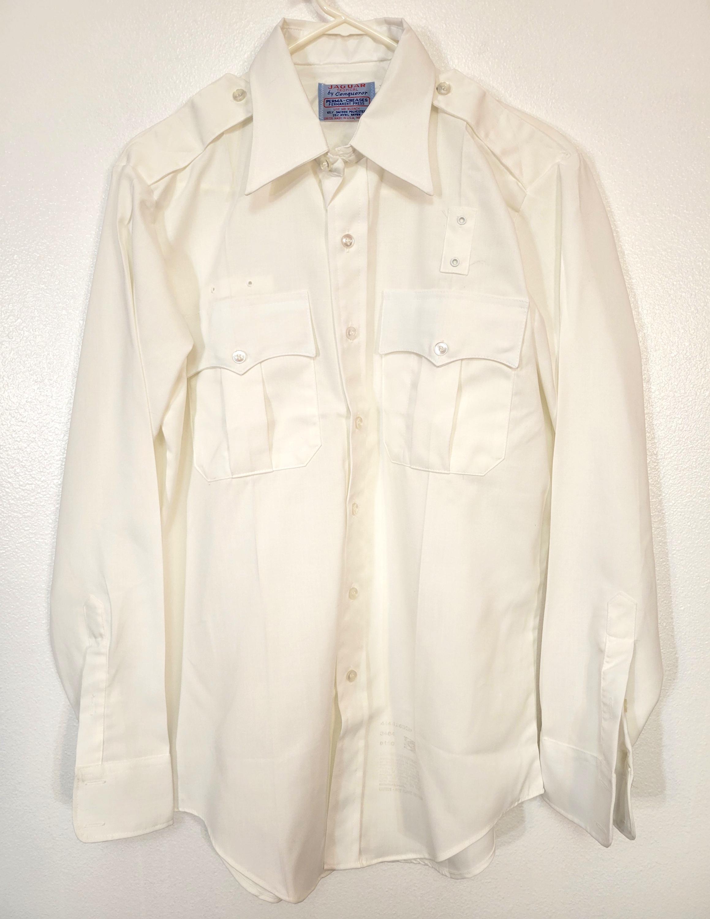 jaguar dress shirt NOS Vintage Jaguar Tropical Conqueror 1970's Dress Uniform Shirt White  Men's 15-33 Unworn Unused USA Made Poly Rayon Perma Crease #2 Cosplay