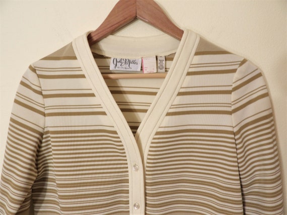 Vintage 1970's Julie Miller Tan and Cream Striped… - image 3