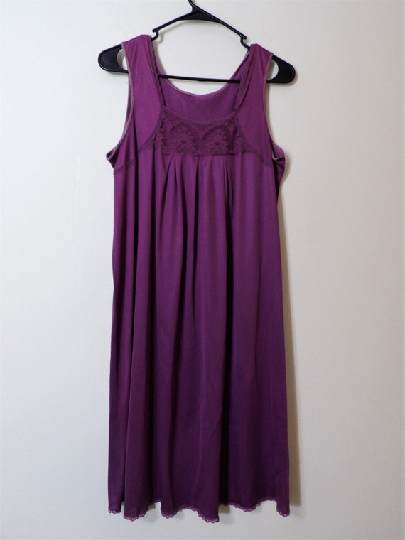 Vintage 1970s 80s Jcpenney Plum Purple Nylon Lace Bodice Nightgown Women s Bust 36 Etsy