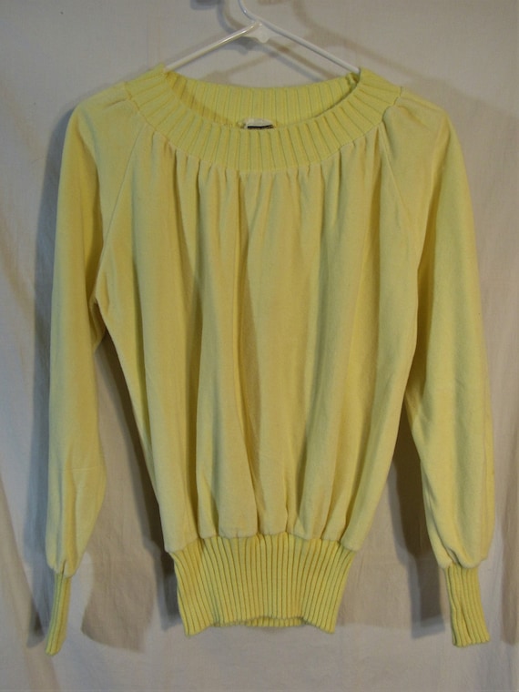 Vintage 1960s - 1970s Knit Knax Creamy Yellow Vel… - image 1