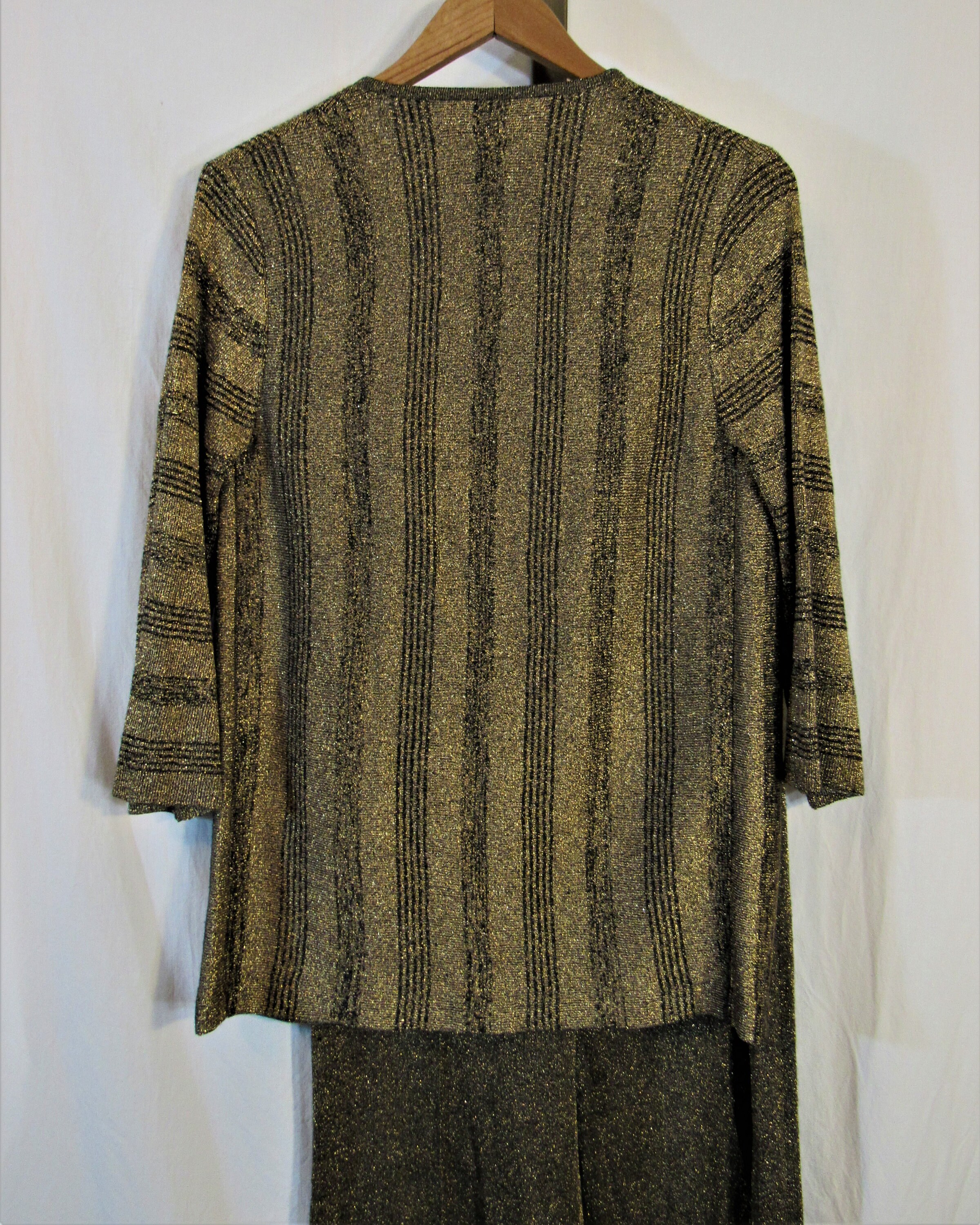Vintage 1970s? Leroy Knitwear Black & Gold Lurex Cardigan Vintage 1970s? Leroy Knitwear Black & Gold Lurex Cardigan