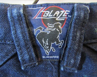 Vintage 1980's Blaze Western Green Star High Waist Mom Blackfire Jeans Sz 28 x 36 wow unworn condition!