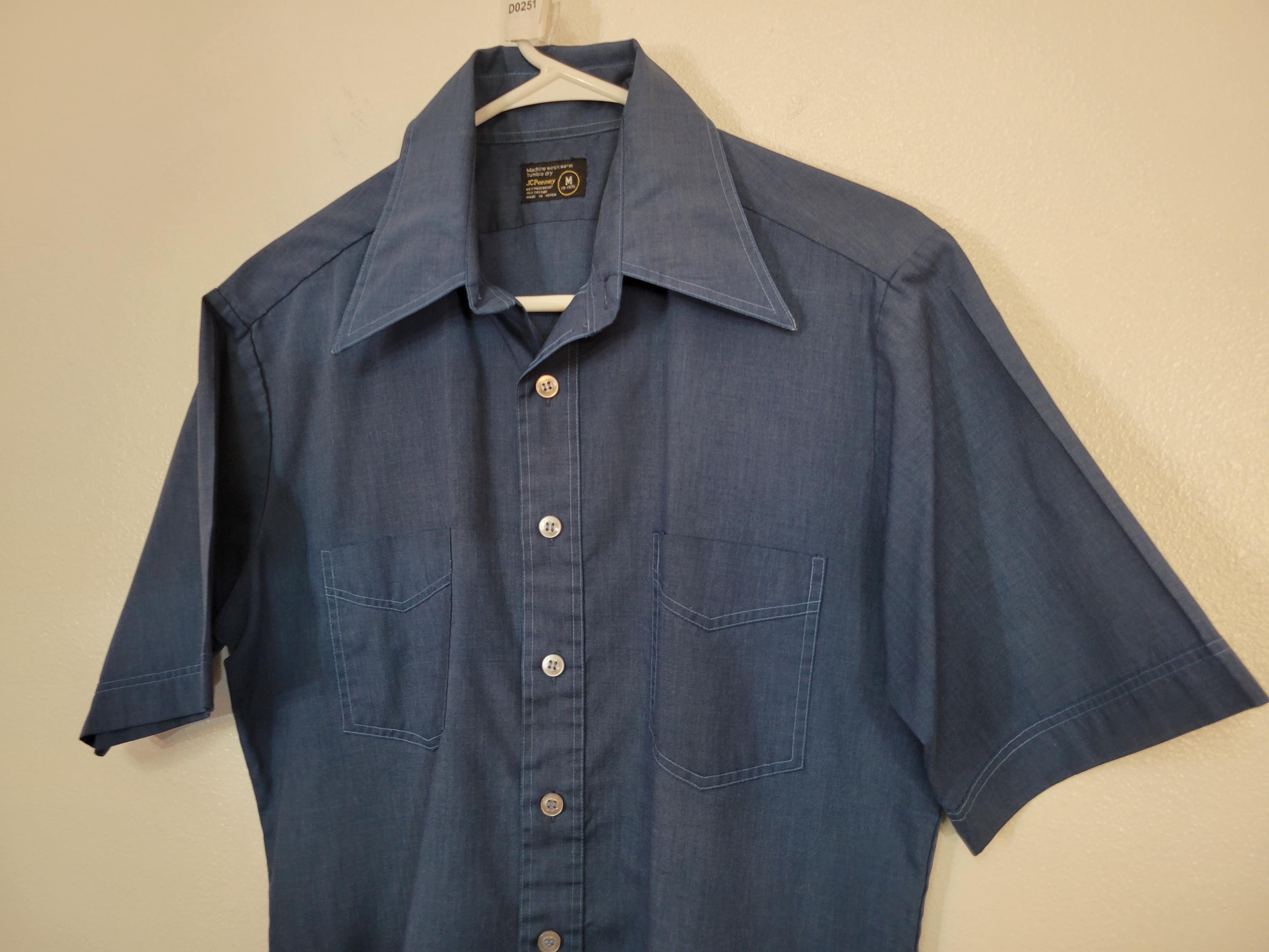 jcpenney dress shirts Vintage 80s Shirt Mens 15 32 Stripe Long Sleeve Single Needle Men's Dress Shirts: Slim Fit