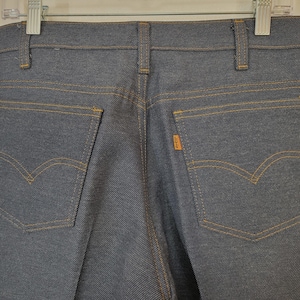 Vintage 1970s Levi&#39;s 517 10517 orange label dark blue faux denim polyester pants men&#39;s 34 x 30 unworn? unwashed! Mint condition!