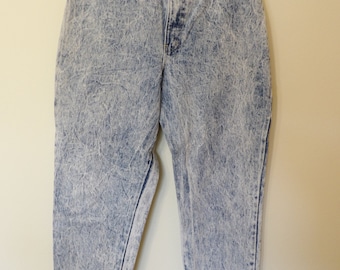 Vintage 80's Gitano  P.S. Gitano women's acid washed high waist mom jeans 30 x 27.5 "16 short" per tag (!) made in USA! Tubular!