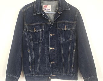 Vintage 80's PUNKY trucker jean jacket! Tag size M, button front, hand pockets, near mint. Are you punky? YES!