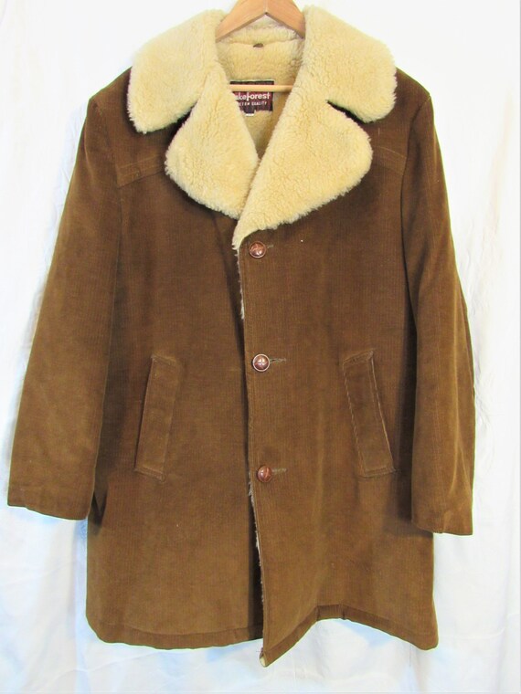 Vintage Lake Forest Brown Corduroy Sherpa-Lined Co