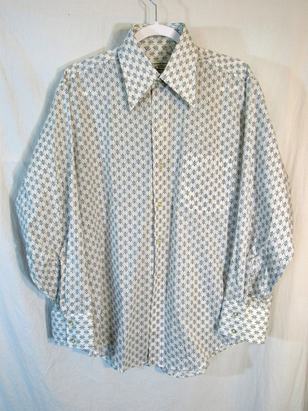 New 70s Vintage Kmart Men's Long Sleeve Button Shirt W/ 4 Collar Point ...