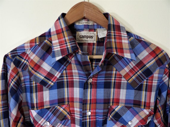 Vintage chemise western à carreaux pour homme, chemise
