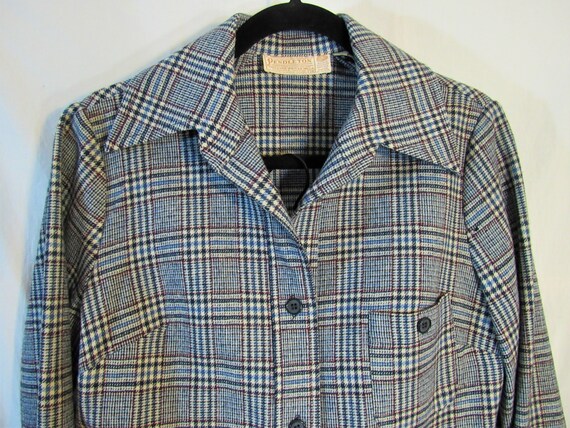 Vintage Pendleton Blue and Red Houndstooth Check … - image 3