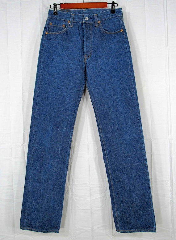 80s Vintage Levi's Men's 501 Shrink to Fit Button Fly Blue Denim
